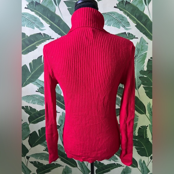 212 Collection Womens Red Ribbed Turtleneck Sweater Small - Picture 5 of 8